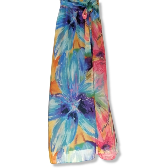 Bisou Bisou bt Michele Bohbot | Floral Multi-Color | Maxi Dress | Size 8 - Picture 7 of 12